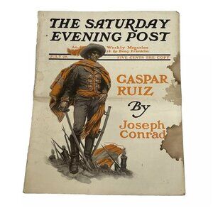 July 28 1906 Magazine The Saturday Evening Post Joseph Conrad Cover Stained Ads